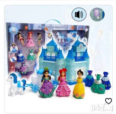 ЗАМЪКЪТ НА ПРИНЦЕСА ЕЛЗА ОТ ЛЕДЕНОТО ЦАРСТВО С КАЛЯСКАТА С ЗВУК И СВЕТЛИНА 133487, снимка 6 - Кукли - 47589727