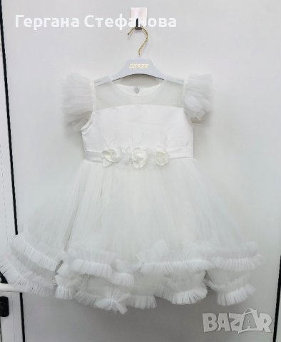 Бяла официална рокля Размери -6м.12м.18м.24м.36м. Цена -58 лв, снимка 1 - Бебешки рокли - 40883221