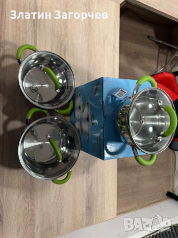 Комплект тенджери Swissgold Alana – 3 броя с капак, 5-слойно дъно, нови, снимка 4 - Съдове за готвене - 53258033
