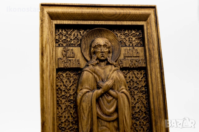 Релефна икона на света Марина от масивен дъб, снимка 5 - Икони - 53224790
