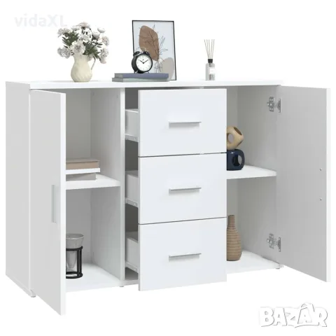 vidaXL Сайдборд, бял, 91x29,5x65 см, инженерно дърво, снимка 5 - Бюфети - 56147955