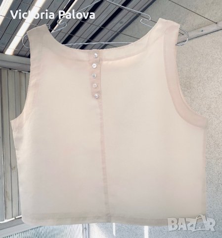 Потник/топ  кроп 100% коприна, екрю, снимка 6 - Потници - 42505002