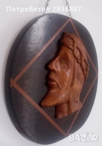 Винтидж дървена религиозна плоча за стена., снимка 3 - Антикварни и старинни предмети - 35438207