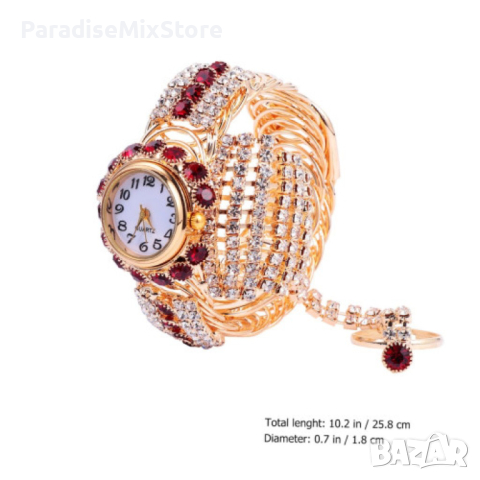 fashion 3v1 дамски часовник гривна и пръстен Цвета е според наличността в склада, снимка 5 - Бижутерийни комплекти - 44638863