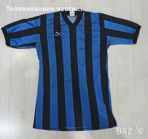 Ретро винтидж футболна тениска фланелка Puma #10 черно-синьо райе,размер XL, снимка 3 - Спортни дрехи, екипи - 54236111