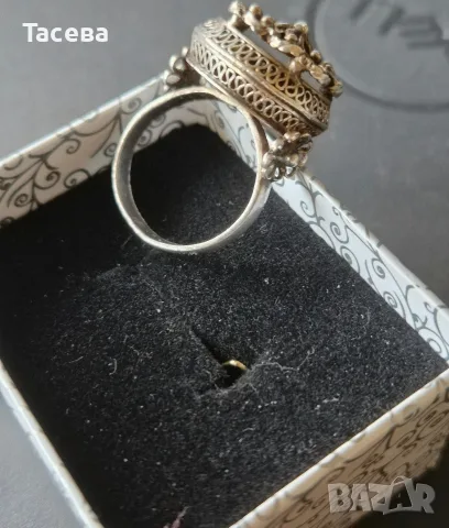 Продавам старинен сребърен пръстен,филигран, снимка 3 - Пръстени - 55770361