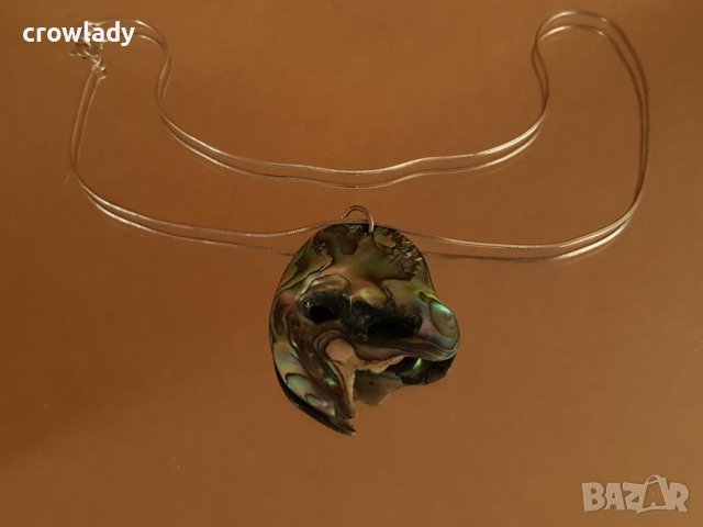 Дизайнерско сребърно колие с цветен седеф от Нова Зеландия, снимка 2 - Колиета, медальони, синджири - 42272161