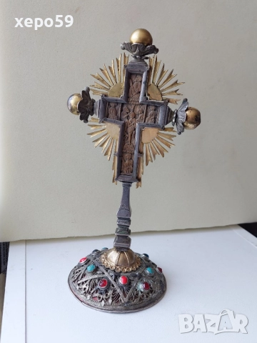 Стар настолен кръст,материал(сребро) сачан , снимка 8 - Антикварни и старинни предмети - 52589855