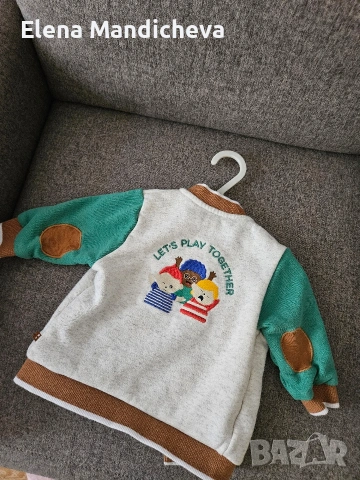 2 броя поларено бейзболно яке за бебе момче с подарък дънки H&M, снимка 6 - Бебешки якета и елеци - 54045638