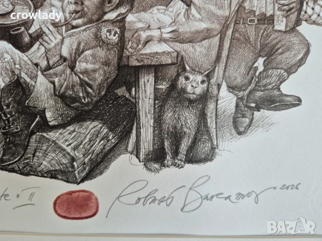 РОБЕРТ БАРЪМОВ 1966 - 2021 Снежанка II 2016г. литография суха игла, снимка 6 - Картини - 50779720