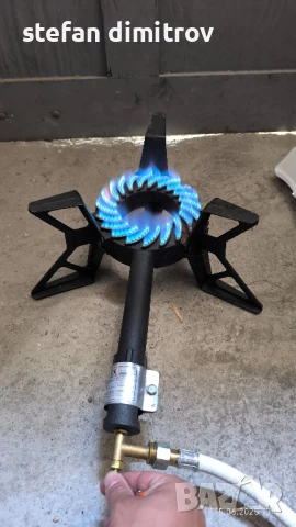 Газов котлон, макс. 8 kW, с регулатор на налягането на газта 37 mbar, IT, газов маркуч 1,5 м,, снимка 3 - Газови котлони - 50672686