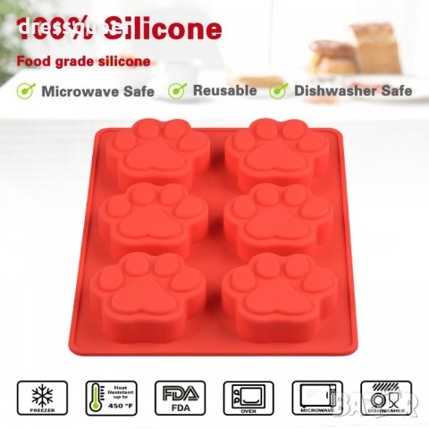 3782 Силиконов молд с 6 лапички-големи, снимка 10 - Форми - 38921980