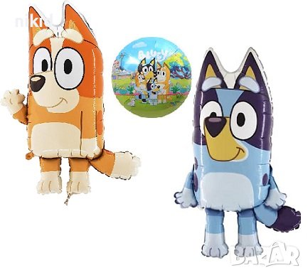 Блуи и Бинго Bluey and Bingo Чили и Бандит кръгъл цял ръст кръгъл фолио фолиев балон хелий въздух