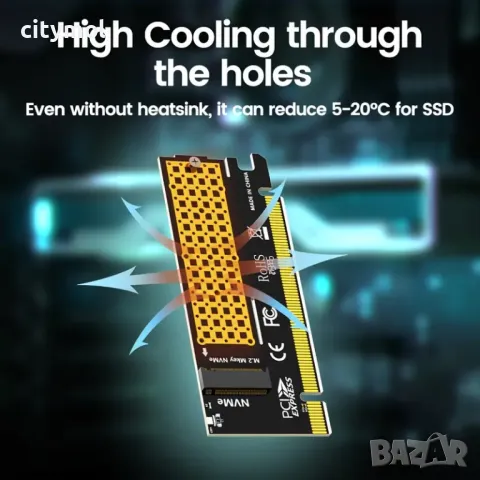 NVMe PCIe адаптер, M.2 NVMe SSD към PCI Express 4.0/3.0/2.0/1.0, снимка 4 - Други - 48428838