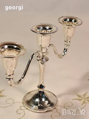 посребрен свещник тройка   23/2, снимка 2 - Декорация за дома - 49309269
