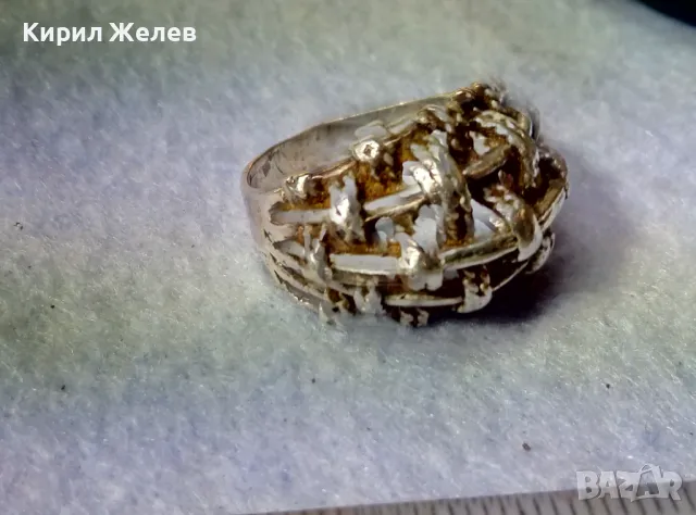 СТАР АЖУРЕН СРЕБЪРЕН ПРЪСТЕН СРЕБРО ВИСОКА ПРОБА с ИНИЦИАЛИ на МАЙСТОРА БП РЪЧНА РЕТРО РАБОТА 49966, снимка 4 - Антикварни и старинни предмети - 49274757