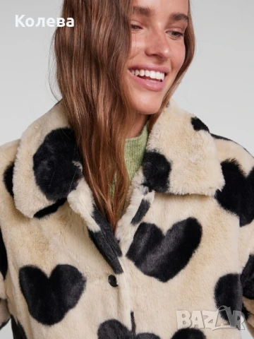 Палто с изкуствен косъм Pieces, снимка 4 - Палта, манта - 50751269