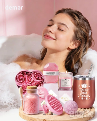 MAIKEHIGH Подарък за жена от 10 части, чаша със сламка, соли за вана, бомба за вана и други, снимка 4 - Подаръци за жени - 54064283