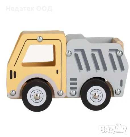 Дървен камион, Жълт, 14x7x9см