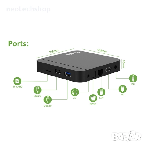 НОВ TANIX W2 Android TV Box (2GB/16GB), Amlogic S905W2, снимка 3 - Плейъри, домашно кино, прожектори - 48655590