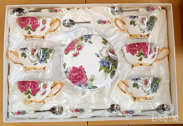 Чаши за кафе и чай с цветя - костен порцелан, снимка 9 - Подаръци за жени - 35121314