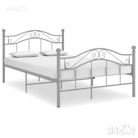 vidaXL Рамка за легло, сива, метал, 120x200 cм