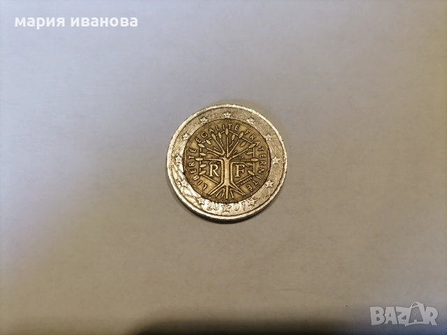 1 евро франция 2001 дефект в годината, снимка 2 - Нумизматика и бонистика - 55947370