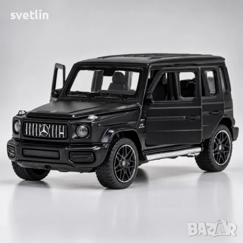 Метална количка Mercedes-Benz AMG G63 1:32 – Pull-Back, светлини и звуци, отварящи врати, черна, снимка 3 - Коли, камиони, мотори, писти - 56181568