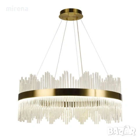 LED ЛЕД Димируем кристален полилей на връв 100 см зллатен, снимка 4 - Лампи за таван - 53224475