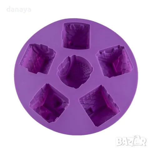 5628 Кръгла силиконова форма коледни къщички, 6 гнезда, снимка 5 - Форми - 48648034