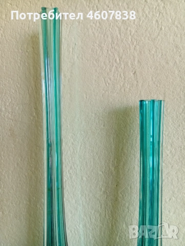 Вази стъкло тюркоазени 40 и 30 см, снимка 6 - Други - 52388410