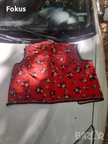 Старо червено шарено елече елек за народна носия, снимка 5 - Антикварни и старинни предмети - 53273665