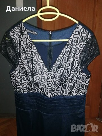 Елегантна тъмно синя рокля, снимка 3 - Рокли - 30578600