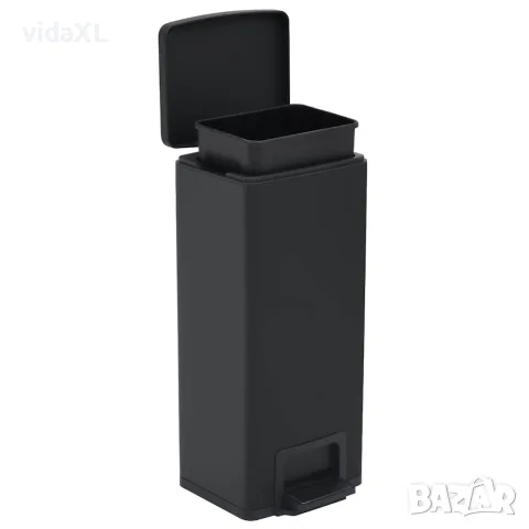 vidaXL Кош за боклук с педал без пръстови отпечатъци 30 л черен инокс, снимка 7 - Кошове за боклук и контейнери - 56146136