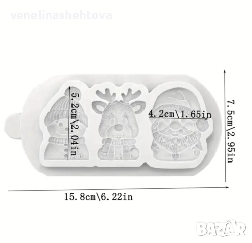 Дядо Коледа снежен човек елен Силиконов молд за смола гипс фондан за декорация на торта , снимка 4 - Форми - 51957241