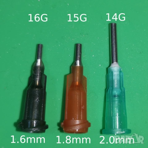 Игли за флюс 1.7мм, 2.0мм, 2.1мм 14G 15G 16G за 10cc / 30cc спринцовки, пълнители