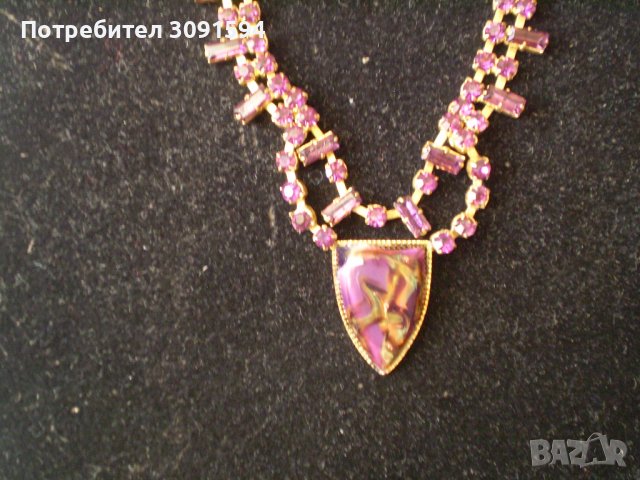 Старо колие огърлица чешки лилав кристал, снимка 6 - Антикварни и старинни предмети - 36860199