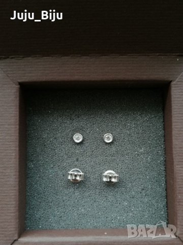 Сребърни обеци с камъни цирконий, снимка 1 - Обеци - 31033847
