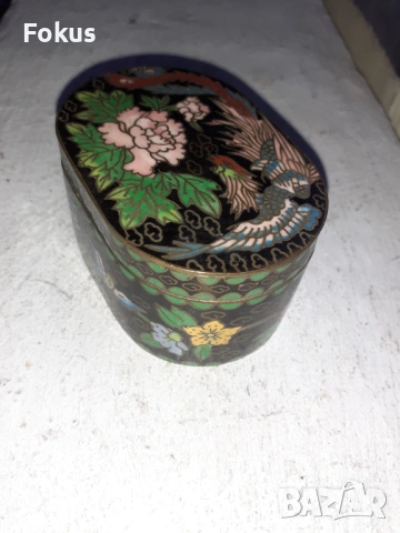 Клоазоне cloisonne клетъчен емайл бронз - стара кутийка, снимка 2 - Антикварни и старинни предмети - 53335608