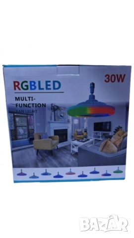 2в1 Smart LED RGB Лампа Вентилатор за таван с дистанционно управление, снимка 8 - Лед осветление - 51845944