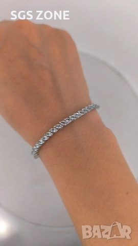 сребърна гривна с естествени топази, шлифовка маркиз, снимка 2 - Гривни - 52520205