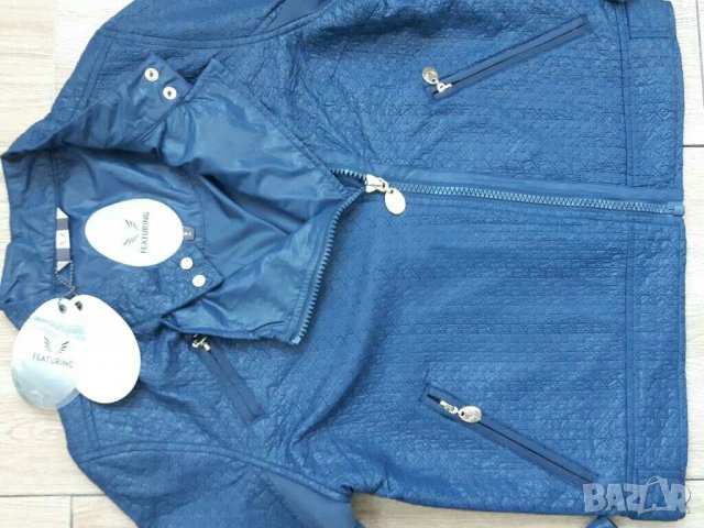 Ново тъмносиньо яке с неопрен С размер, снимка 2 - Якета - 30672986