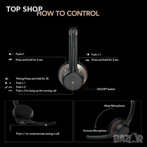 Nuroum HP30 Bluetooth безжична слушалка с микрофон, 20 м обхват, снимка 6 - Bluetooth слушалки - 49546289