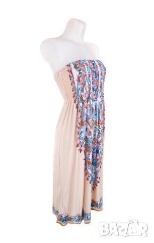 Рокля тип бюстие в бежово Beauty's Love - M, снимка 4 - Рокли - 42633603