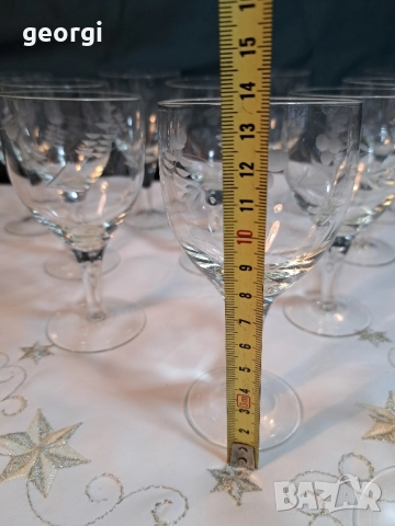 български гравирани стъклени чаши за ракия 28/2, снимка 8 - Чаши - 51838340