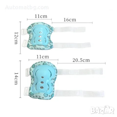 Детски наколенки и налакътници Automat, 6бр протектори, Син, снимка 2 - Спортна екипировка - 49424388