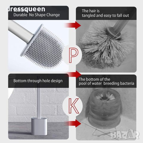 3858 Силиконова четка за почистване на тоалетна, снимка 5 - Други стоки за дома - 44240453