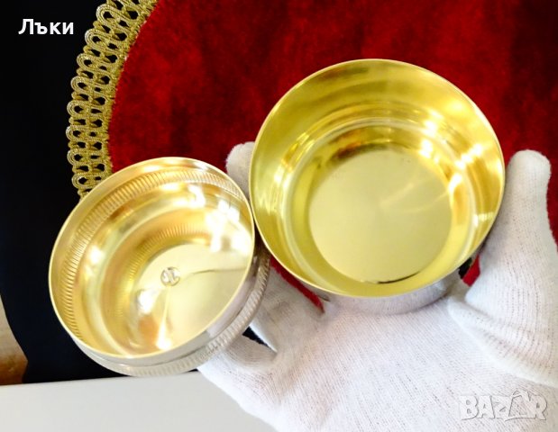 Посребрена захарница от бронз 9 см. , снимка 6 - Аксесоари за кухня - 36597569