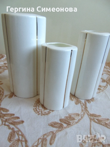 Три вази български костен порцелан, снимка 7 - Вази - 52616257