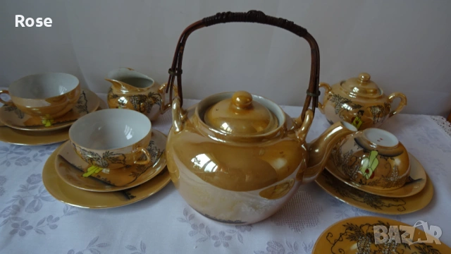 Японски порцеланови тройни сетове, чайник, захарница и каничка, снимка 4 - Сервизи - 53976446